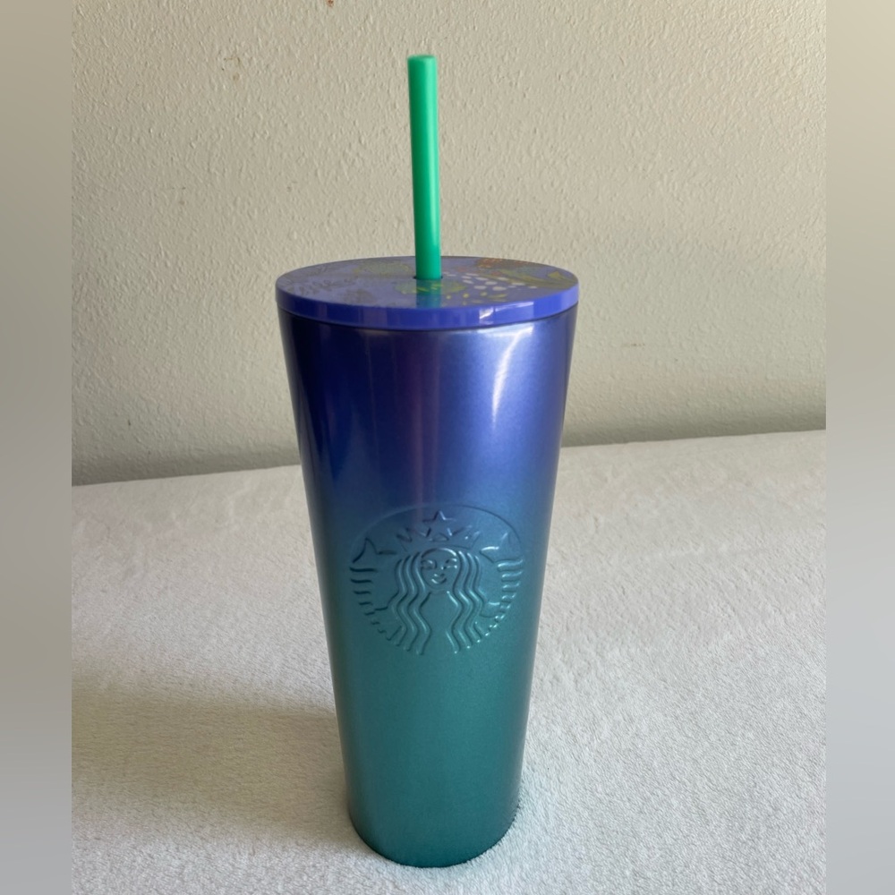 Starbucks Ombre Blue Hawaii Stainless Steel Tumbler with Turtle Design